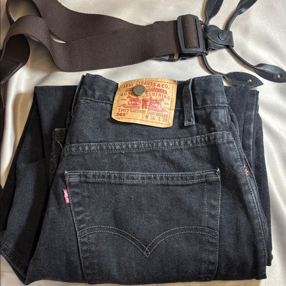 Levi's Other - Levis 560 Relaxed Fit Suspender Zip Front Jeans sz 36x30 w/Suspenders